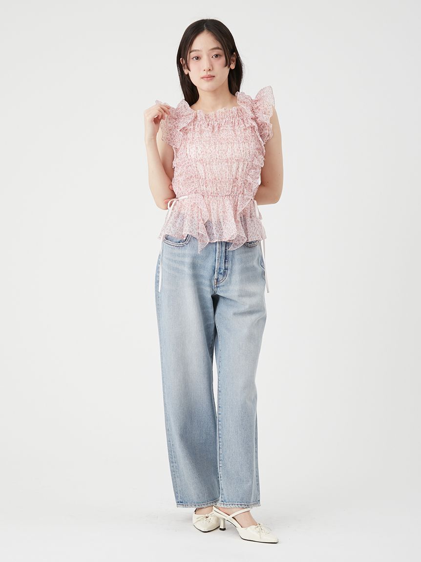 LILY BROWN「【WEB限定カラー】シャーリングレイヤーフリルトップス」|Tシャツ・カットソー|