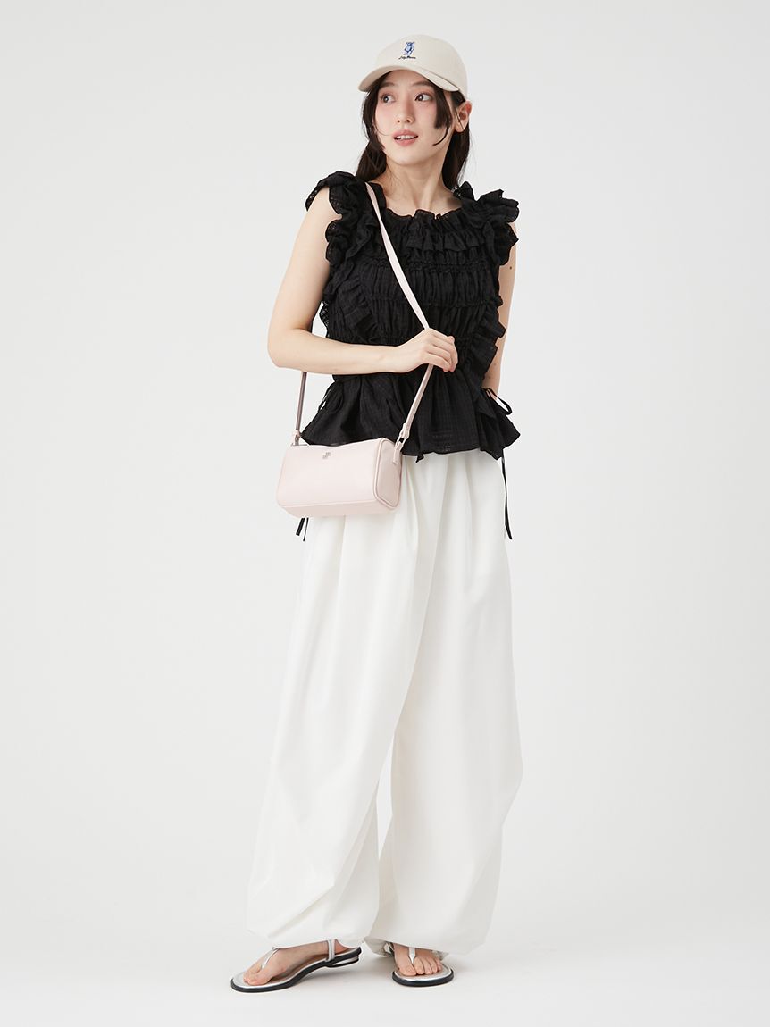 LILY BROWN「【WEB限定カラー】シャーリングレイヤーフリルトップス」|Tシャツ・カットソー|