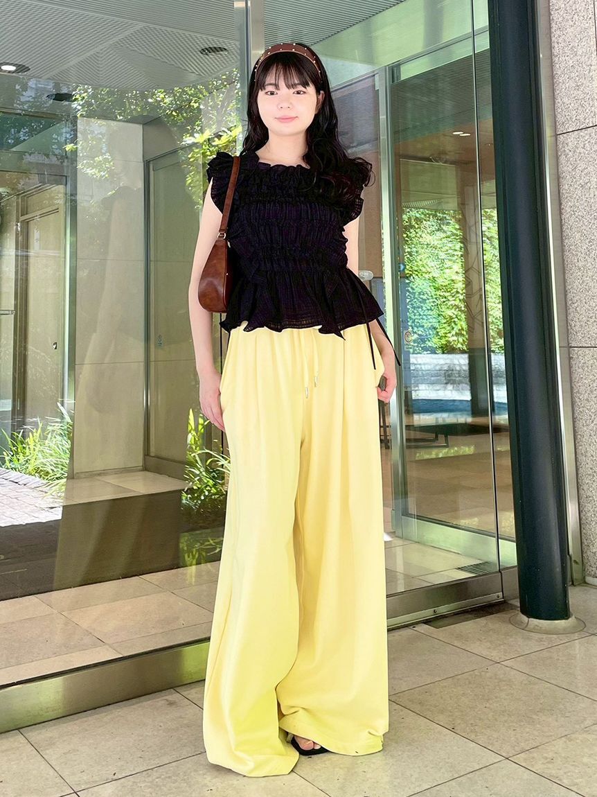 LILY BROWN「【WEB限定カラー】シャーリングレイヤーフリルトップス」|Tシャツ・カットソー|