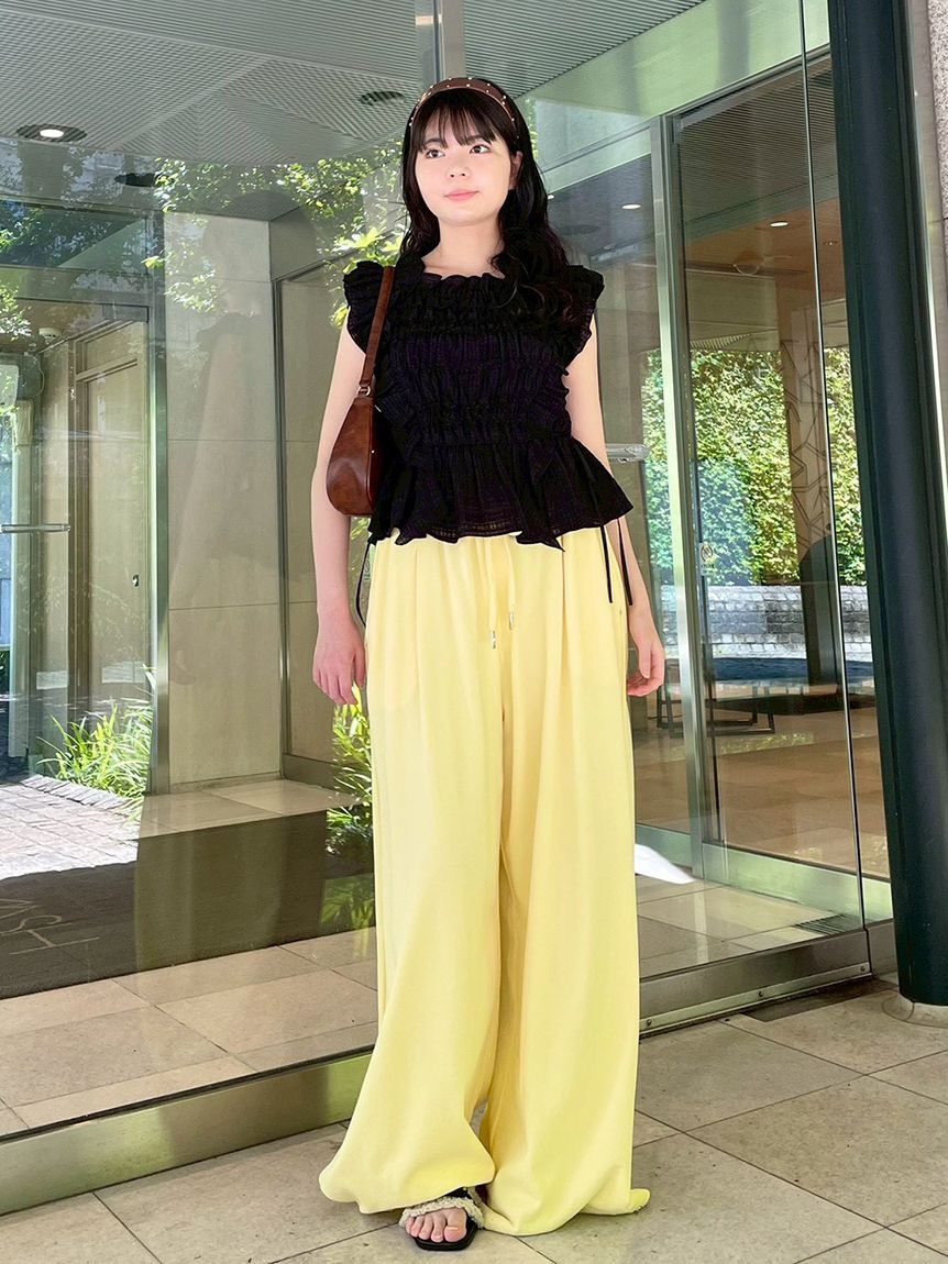 LILY BROWN「【WEB限定カラー】シャーリングレイヤーフリルトップス」|Tシャツ・カットソー|