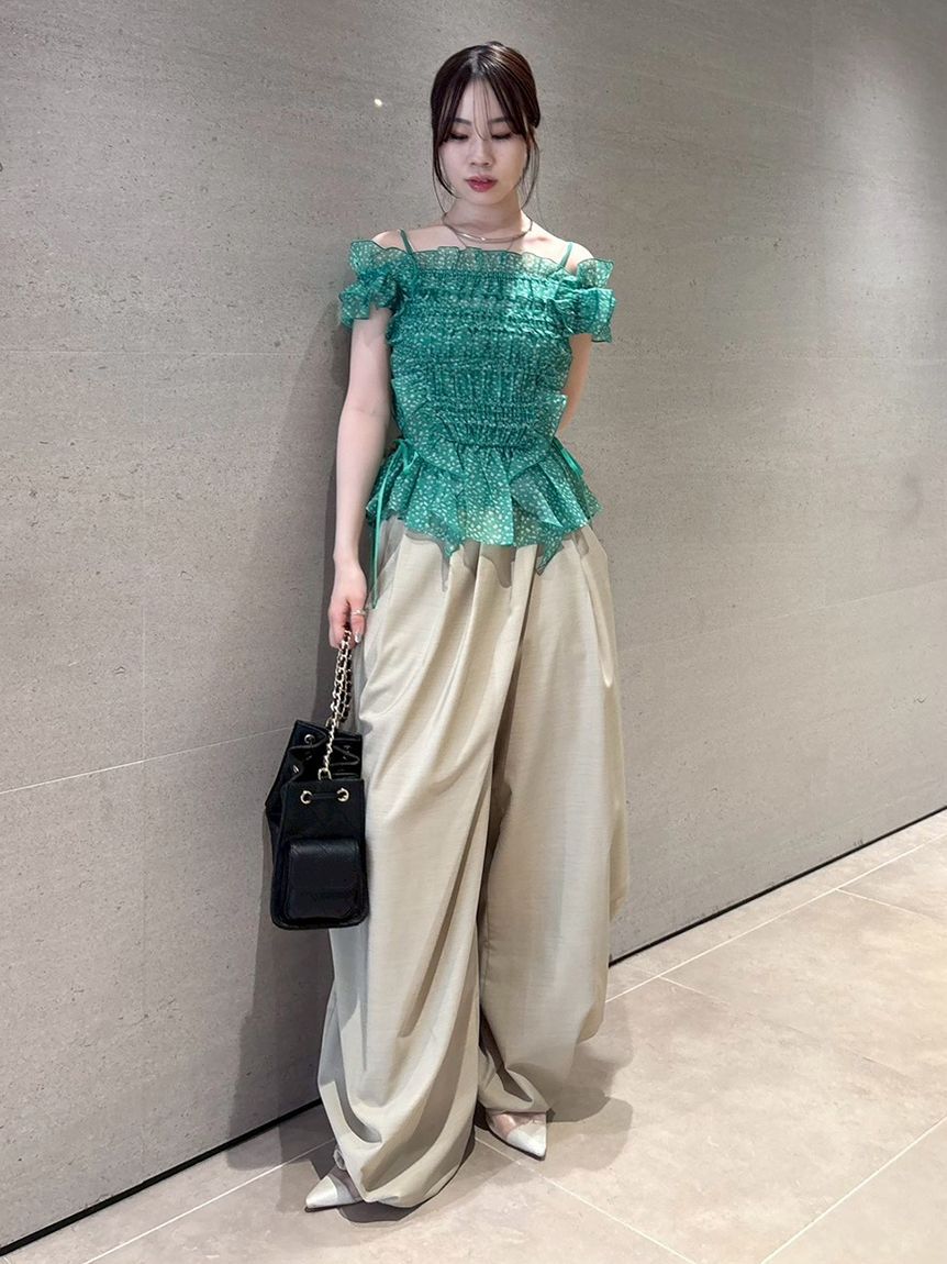 LILY BROWN「【WEB限定カラー】シャーリングレイヤーフリルトップス」|Tシャツ・カットソー|