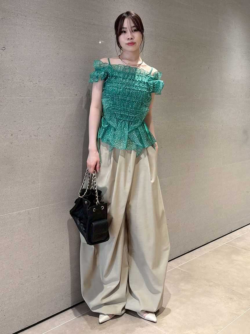 LILY BROWN「【WEB限定カラー】シャーリングレイヤーフリルトップス」|Tシャツ・カットソー|