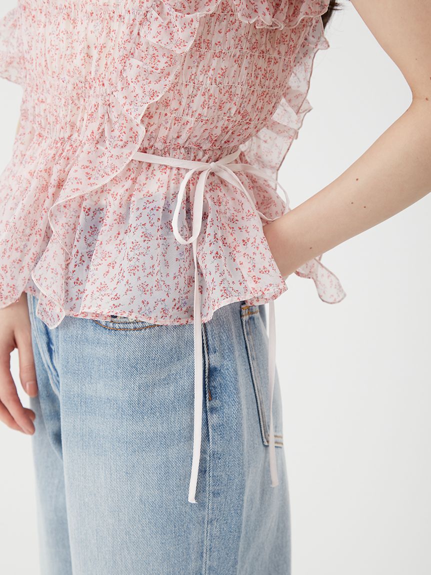 LILY BROWN「【WEB限定カラー】シャーリングレイヤーフリルトップス」|Tシャツ・カットソー|