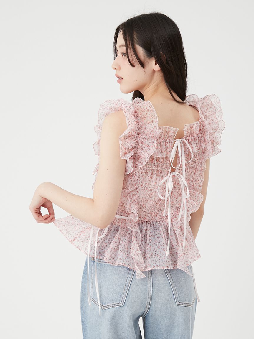 LILY BROWN「【WEB限定カラー】シャーリングレイヤーフリルトップス」|Tシャツ・カットソー|
