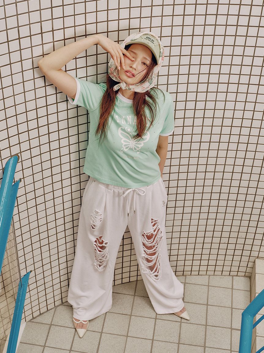 LILY BROWN「【LILY BROWN&times;ANNA SUI】バタフライリンガーストーンTシャツ」|Tシャツ・カットソー|