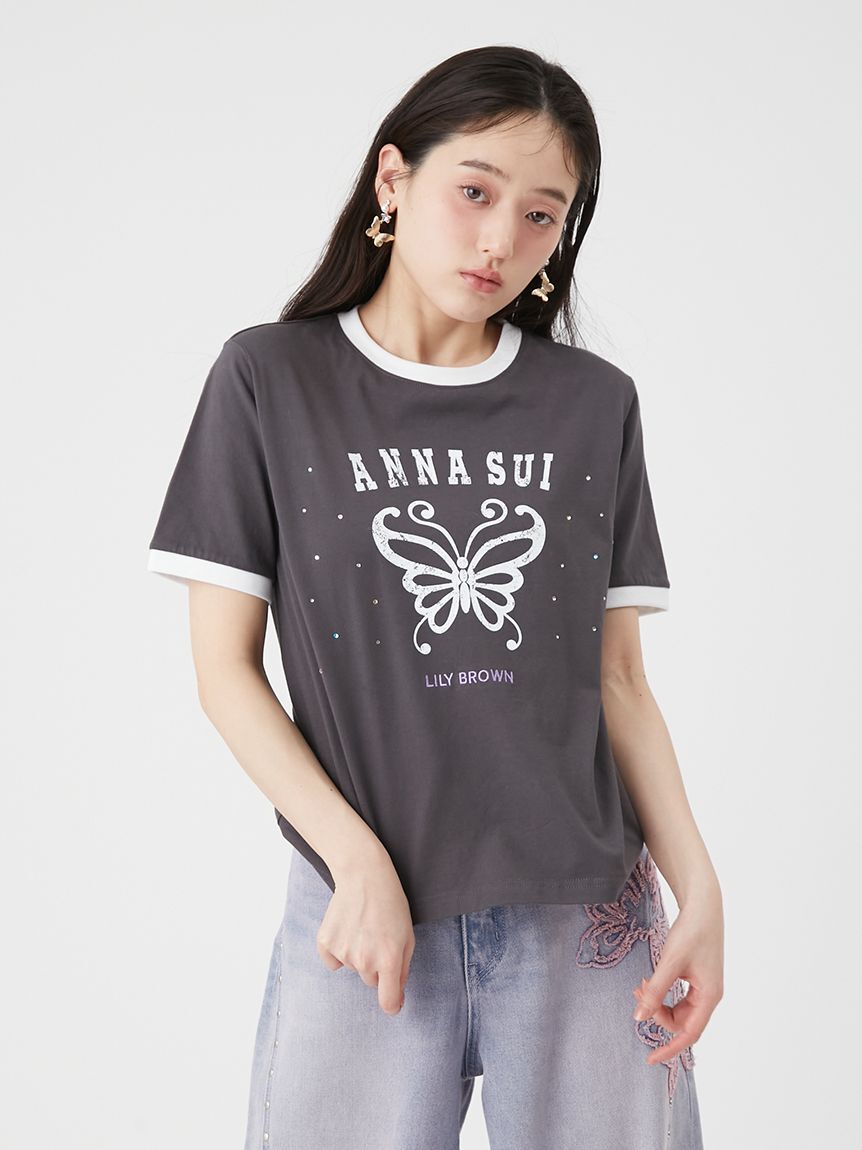 LILY BROWN「【LILY BROWN&times;ANNA SUI】バタフライリンガーストーンTシャツ」|Tシャツ・カットソー|