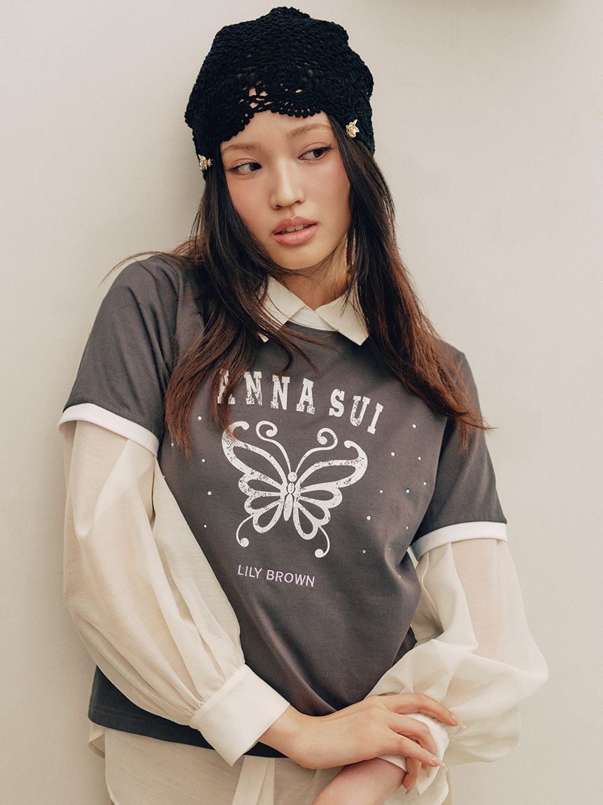 LILY BROWN「【LILY BROWN&times;ANNA SUI】バタフライリンガーストーンTシャツ」|Tシャツ・カットソー|CGRY