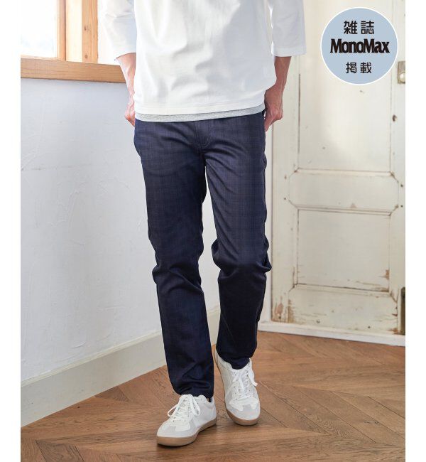 ikka「【雑誌MonoMax5月号掲載】接触冷感チェック5ポケットパンツ「小泉孝太郎さん着用モデル」」|スラックス|ネイビーブルー