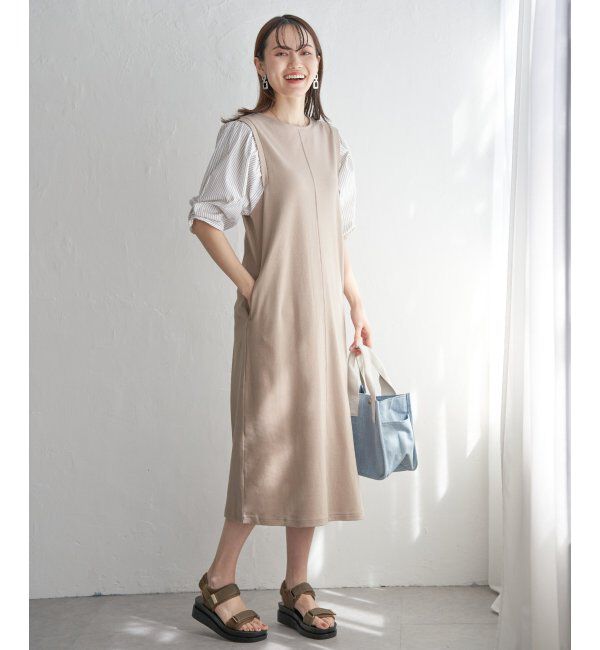 ikka「袖切り替えカットワンピース」|ワンピース|