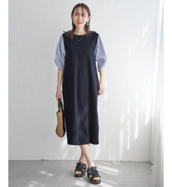 ikka「袖切り替えカットワンピース」|ワンピース|
