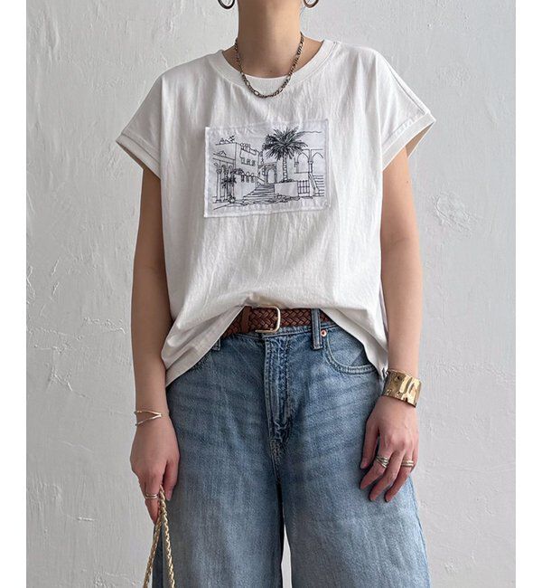 Lbc with Life「冷感フレンチスリーブ刺繍Tシャツ」|その他|