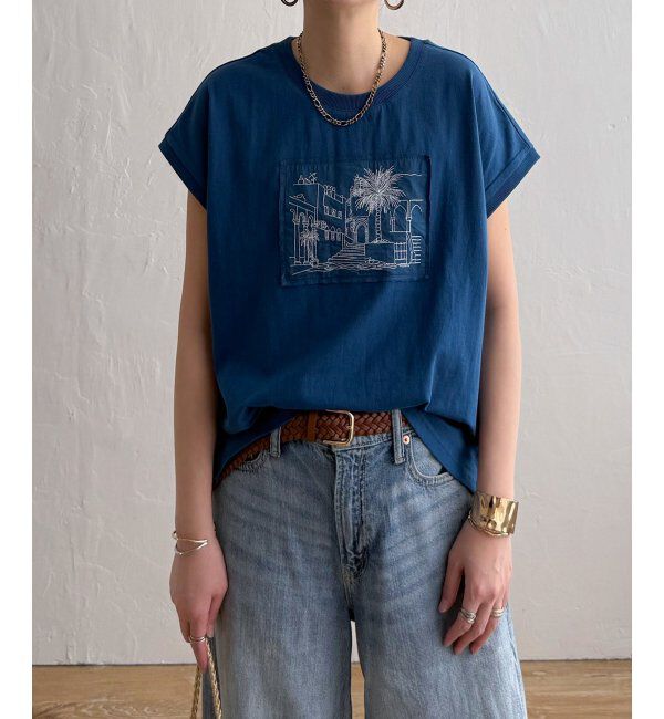 Lbc with Life「冷感フレンチスリーブ刺繍Tシャツ」|その他|