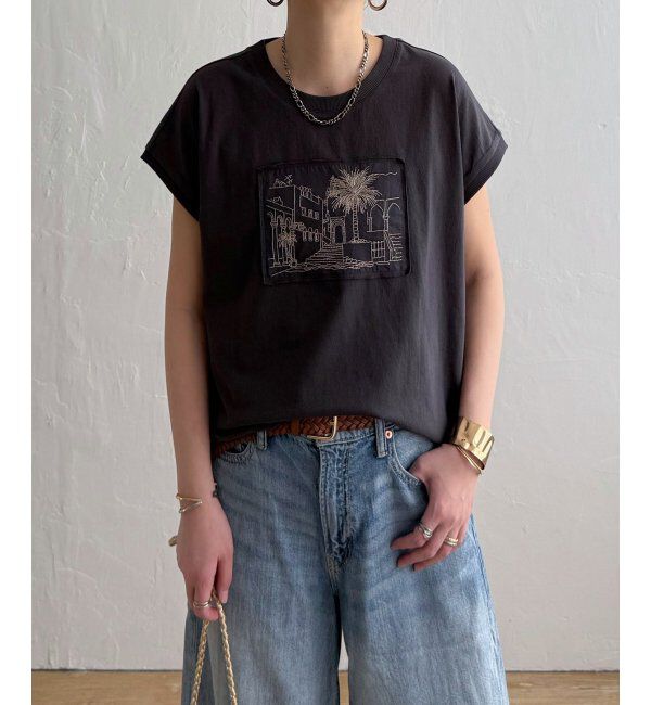 Lbc with Life「冷感フレンチスリーブ刺繍Tシャツ」|その他|