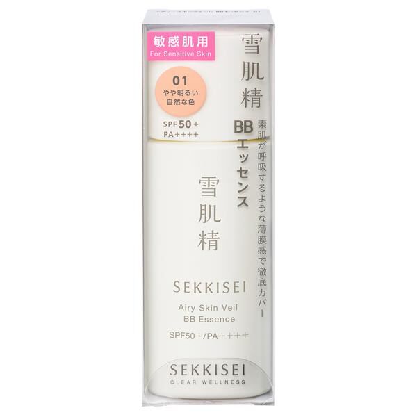  「雪肌精 クリアウェルネス エアリースキンヴェール BBエッセンス 01 やや明るい自然な色 無香料 (30mL)」|ファンデーション|