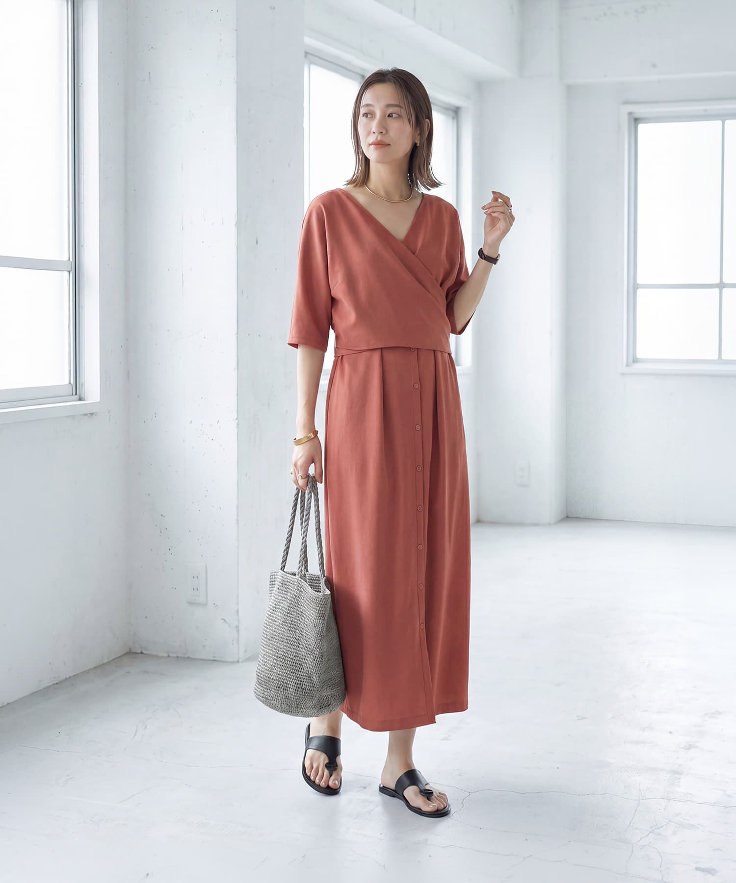STYLE DELI「【LUXE】カシュクールみたいに結ぶワンピース」|ワンピース|