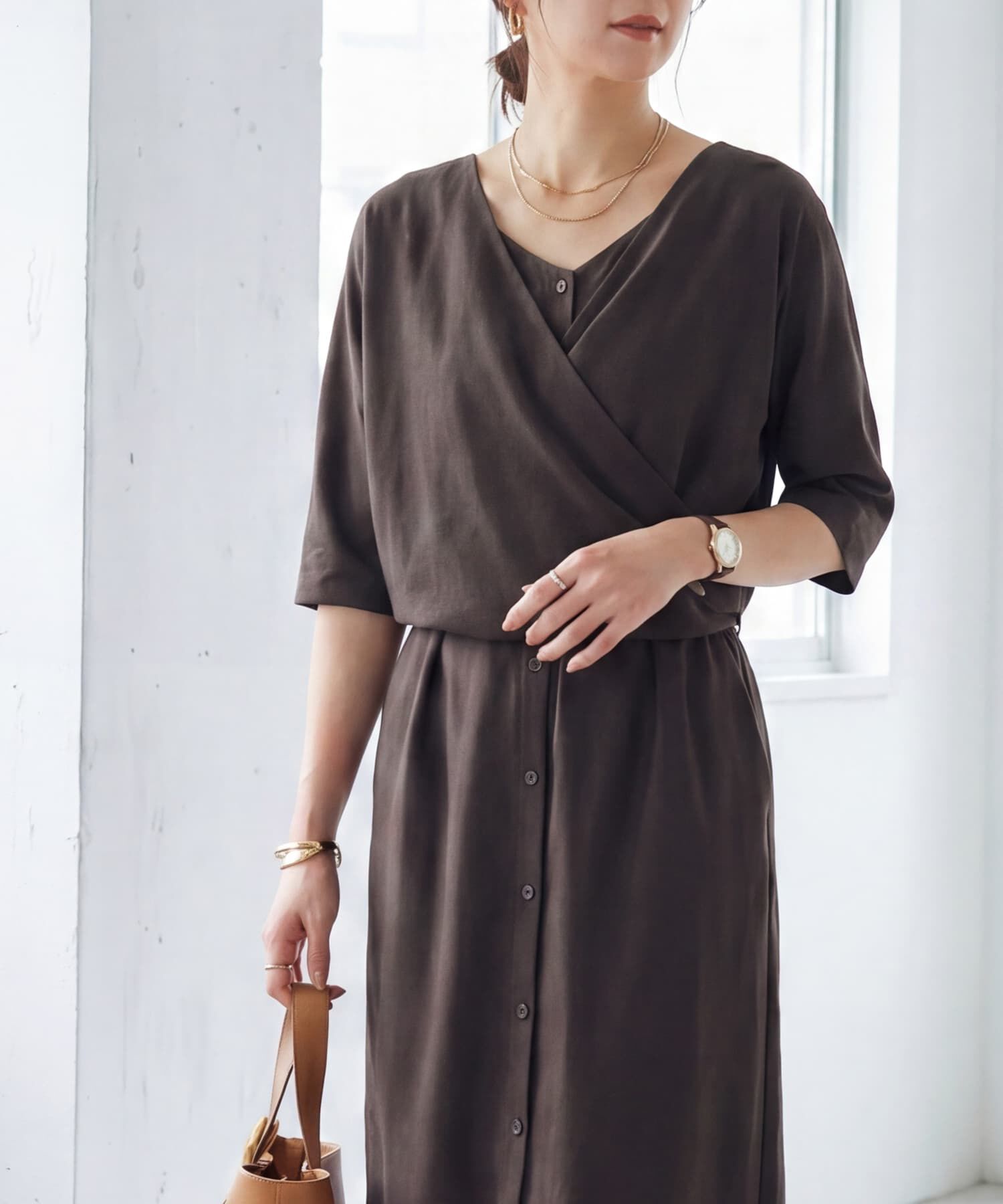 STYLE DELI「【LUXE】カシュクールみたいに結ぶワンピース」|ワンピース|