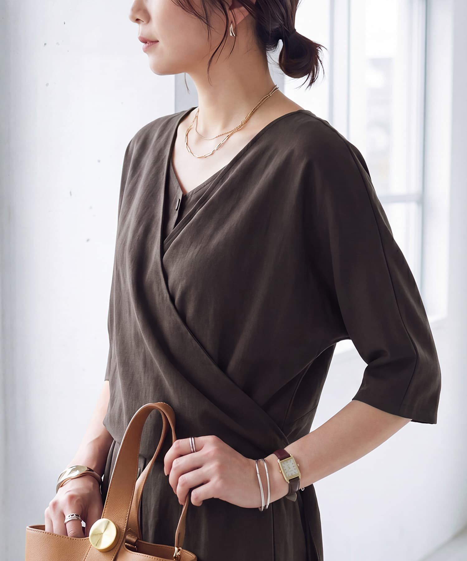 STYLE DELI「【LUXE】カシュクールみたいに結ぶワンピース」|ワンピース|
