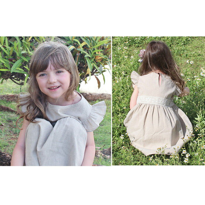 BACKYARD FAMILY「Rora ワンピース キッズ 通販 ローラ リネンワンピース ノエル 半袖 フリル レース 無地」|その他|