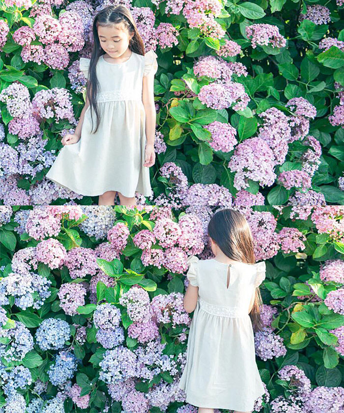 BACKYARD FAMILY「Rora ワンピース キッズ 通販 ローラ リネンワンピース ノエル 半袖 フリル レース 無地」|その他|