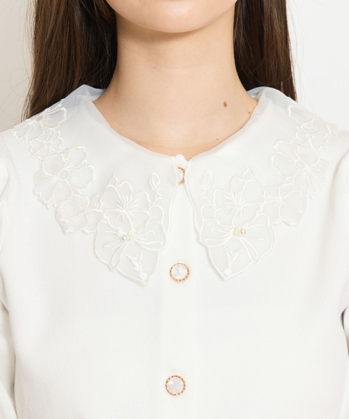 WILLSELECTION「シアーレースカラーカーディガン」|カーディガン|