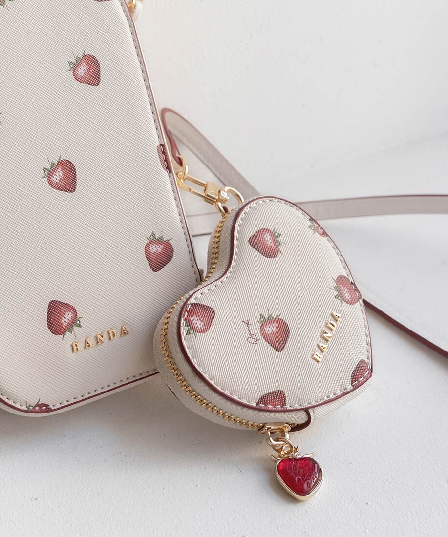  「【Cherry＆Strawberry】ハートポーチ付き2WAYマルチショルダーバッグ」|モバイルケース|