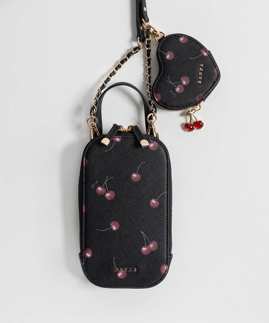 「【Cherry＆Strawberry】ハートポーチ付き2WAYマルチショルダーバッグ」|モバイルケース|