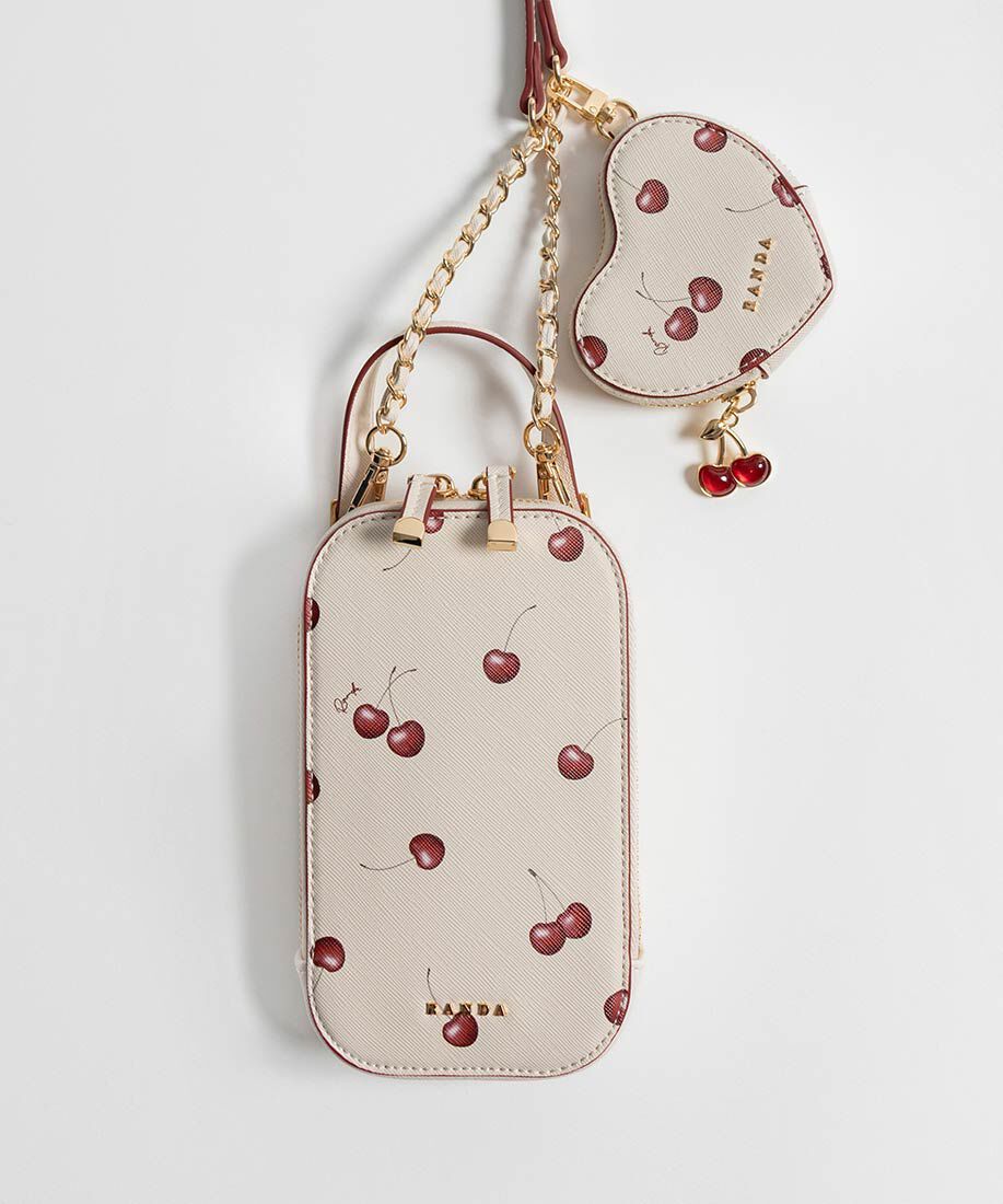  「【Cherry＆Strawberry】ハートポーチ付き2WAYマルチショルダーバッグ」|モバイルケース|