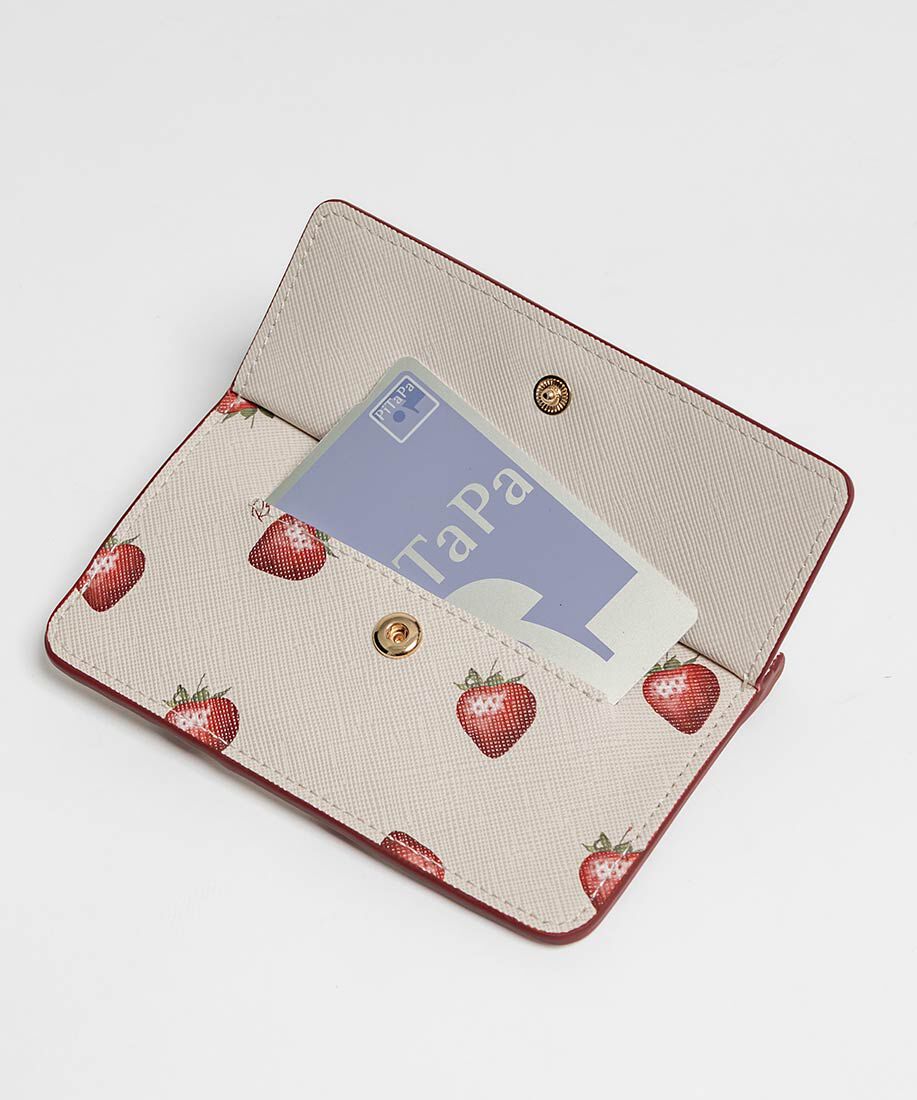  「【Cherry＆Strawberry】チャーム付きフラップフラグメントケース」|名刺入れ・カードケース|