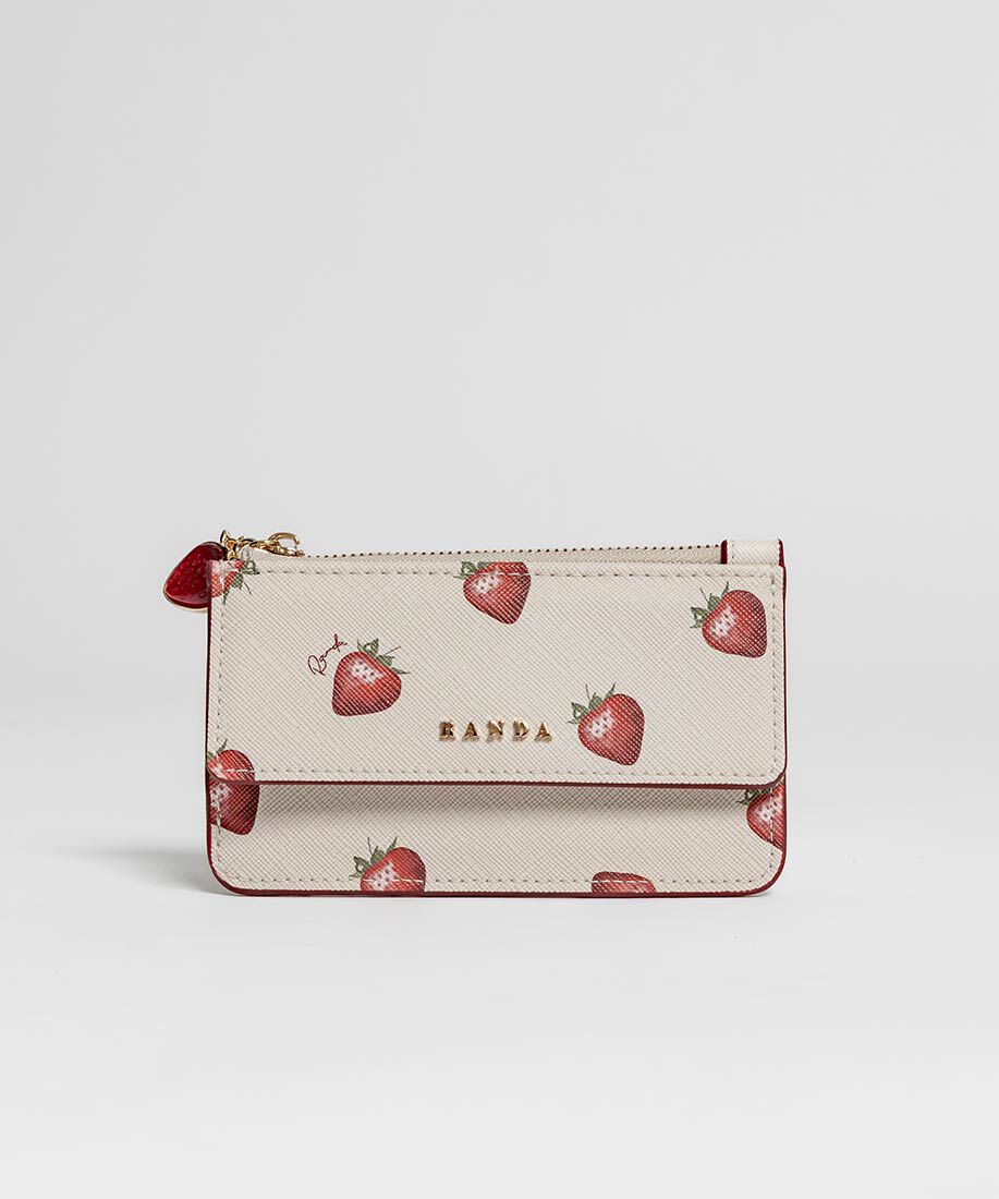  「【Cherry＆Strawberry】チャーム付きフラップフラグメントケース」|名刺入れ・カードケース|