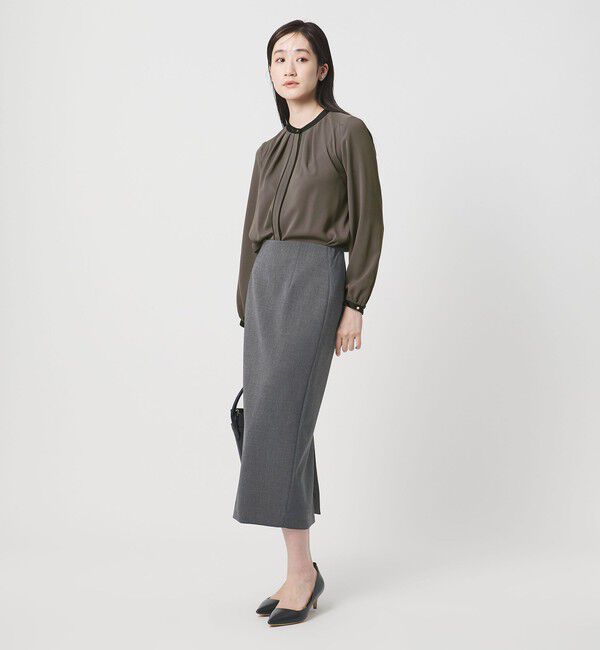 UNITED ARROWS「ダブルクロス タイトスカート ‐ストレッチ ウォッシャブル‐」|タイト|