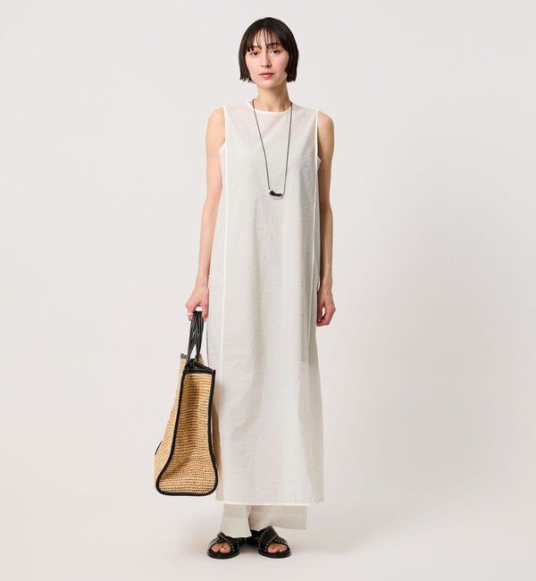 UNITED ARROWS「シアー レイヤード ノースリーブ ワンピース」|ワンピース|WHITE