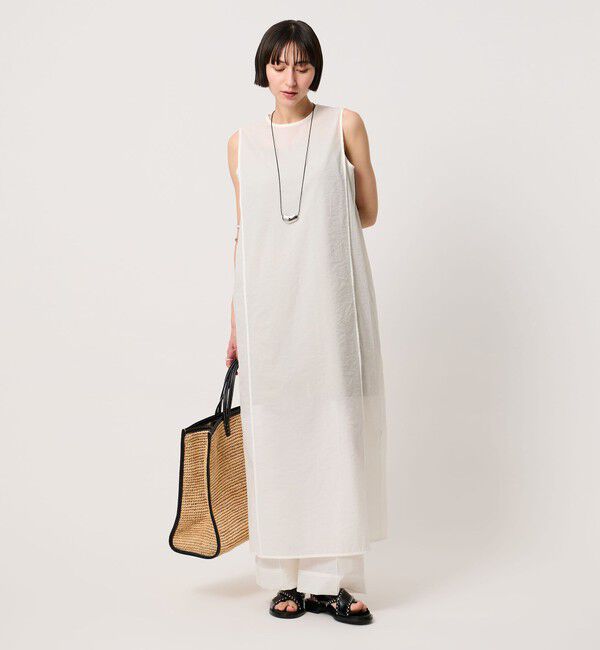 UNITED ARROWS「シアー レイヤード ノースリーブ ワンピース」|ワンピース|