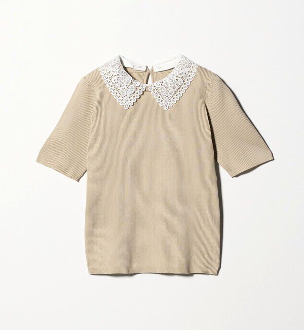 UNITED ARROWS green label relaxing「リブ エリレース 2WAY 5分袖 ニット プルオーバー」|ニット・セーター|