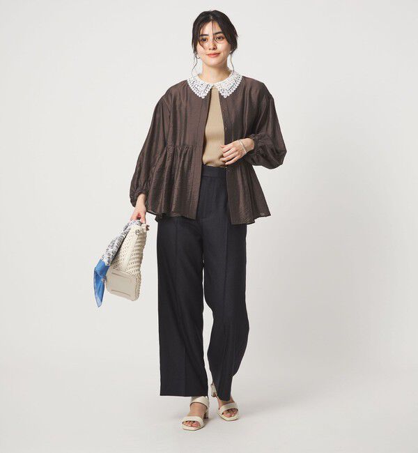 UNITED ARROWS green label relaxing「リブ エリレース 2WAY 5分袖 ニット プルオーバー」|ニット・セーター|