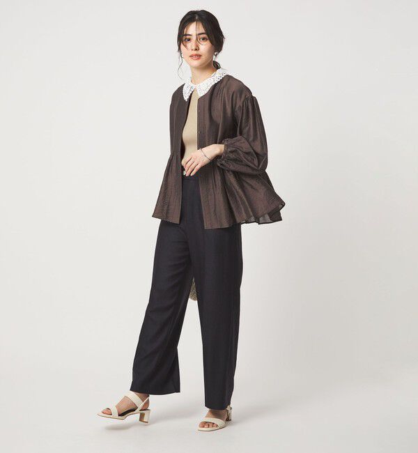 UNITED ARROWS green label relaxing「リブ エリレース 2WAY 5分袖 ニット プルオーバー」|ニット・セーター|