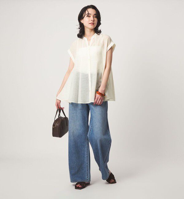 UNITED ARROWS green label relaxing「ラミーライク マチフレア ショートスリーブ ブラウス 通気性」|シャツ・ブラウス|