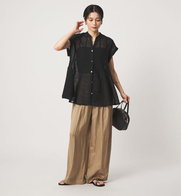UNITED ARROWS green label relaxing「ラミーライク マチフレア ショートスリーブ ブラウス 通気性」|シャツ・ブラウス|