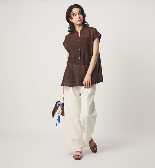 UNITED ARROWS green label relaxing「ラミーライク マチフレア ショートスリーブ ブラウス 通気性」|シャツ・ブラウス|