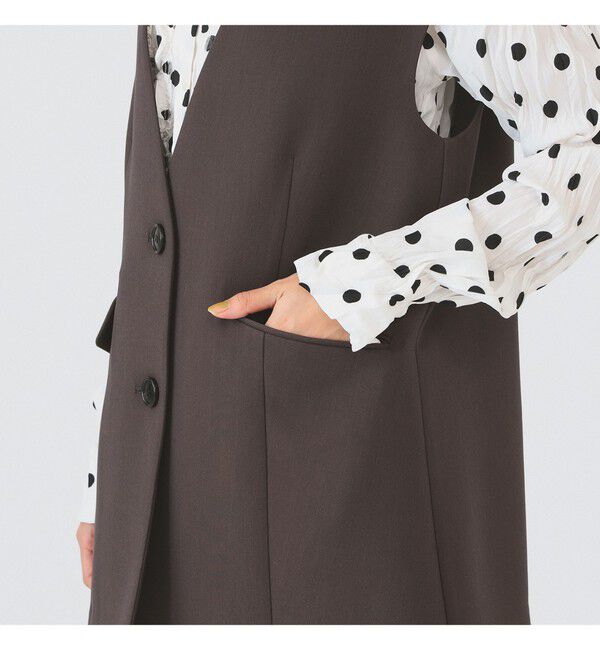 Ray BEAMS 「2ボタン シングル ノースリーブ ジレ  | オフィスカジュアル・オンオフ兼用・セットアップ」|ベスト・ジレ|