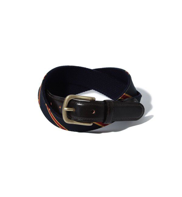 BEAMS PLUS「Leather Tab Ribbon Belt」|ベルト|NAVY