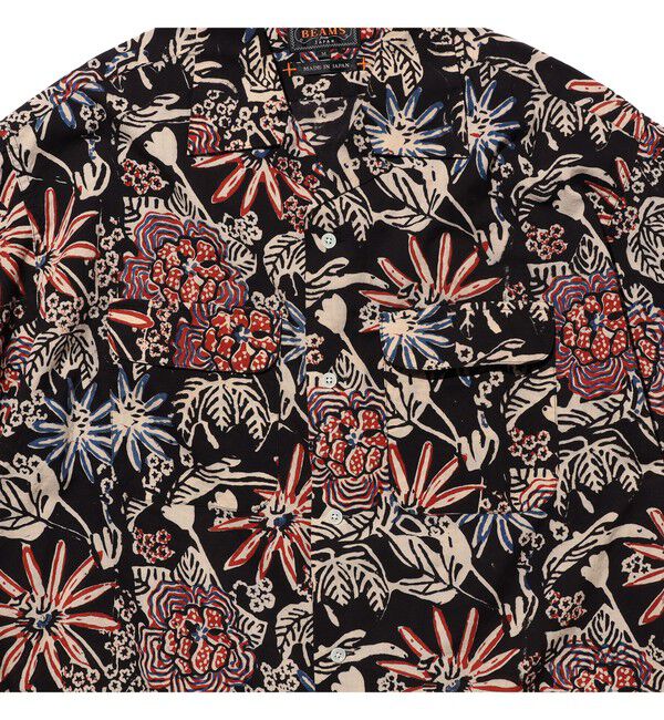 BEAMS PLUS「Open Collar Block Print ②」|シャツ・ブラウス|