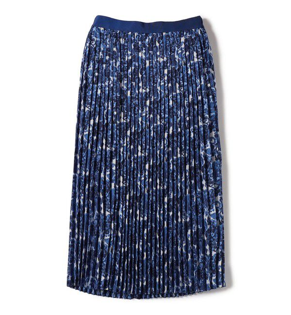 SHIPS for women「SHIPS Primary Navy Label:グログラン ベルト プリーツ スカート」|スカート|ブルー