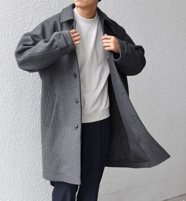 SHIPS any「SHIPS any: PURE WOOL MELTON ステンカラー コート 25AW◇」|ステンカラーコート|ダークグレー