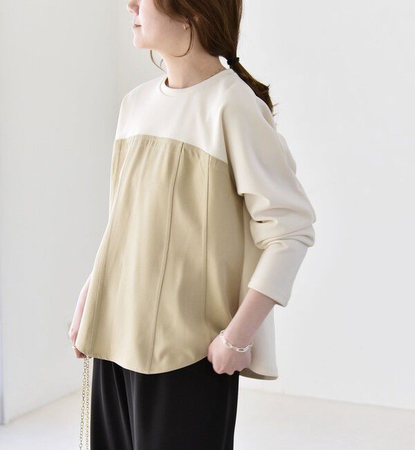quaranciel「quaranciel:〈洗濯機可能〉カットジョーゼット ドッキング コルセット プルオーバー」|Tシャツ・カットソー|ベージュ