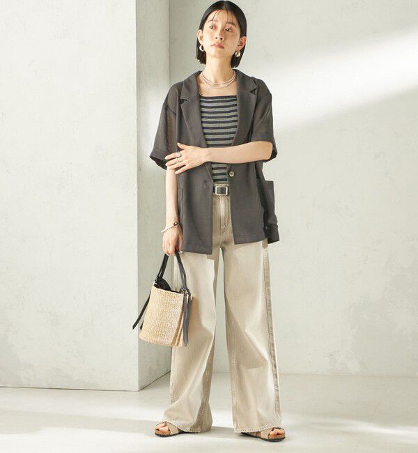 SHIPS for women「〈手洗い可能〉麻調 メッシュ ジャケット シャツ」|シャツ・ブラウス|