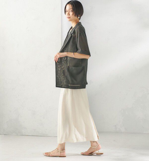 SHIPS for women「〈手洗い可能〉麻調 メッシュ ジャケット シャツ」|シャツ・ブラウス|
