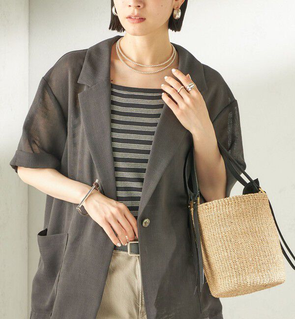SHIPS for women「〈手洗い可能〉麻調 メッシュ ジャケット シャツ」|シャツ・ブラウス|