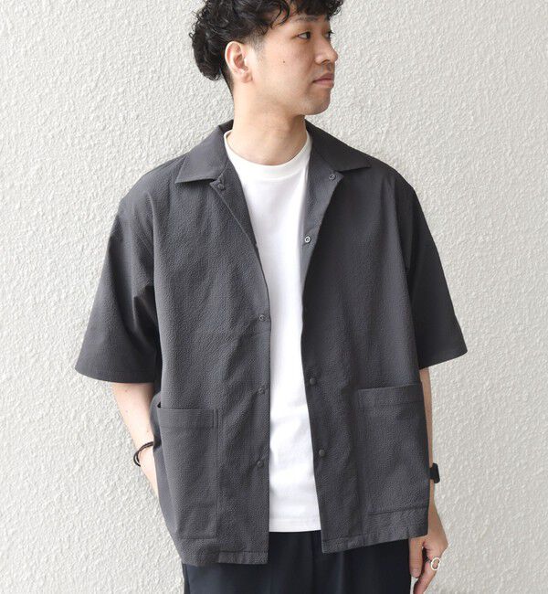 SHIPS any「SHIPS any:〈撥水/軽量/ストレッチ〉SOLOTEX(R) シアサッカー キャンプポケット シャツ◇」|シャツ・ブラウス|