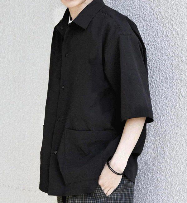 SHIPS any「SHIPS any:〈撥水/軽量/ストレッチ〉SOLOTEX(R) シアサッカー キャンプポケット シャツ◇」|シャツ・ブラウス|ブラック