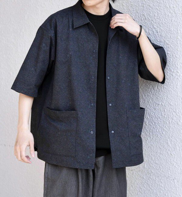 SHIPS any「SHIPS any:〈撥水/軽量/ストレッチ〉SOLOTEX(R) シアサッカー キャンプポケット シャツ◇」|シャツ・ブラウス|ダークブルー